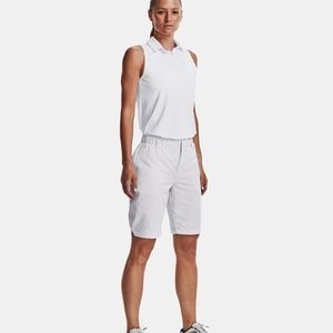 Under Armour UA Womens Links Printed Golf Shorts 9" Size 4 1370126 100 White